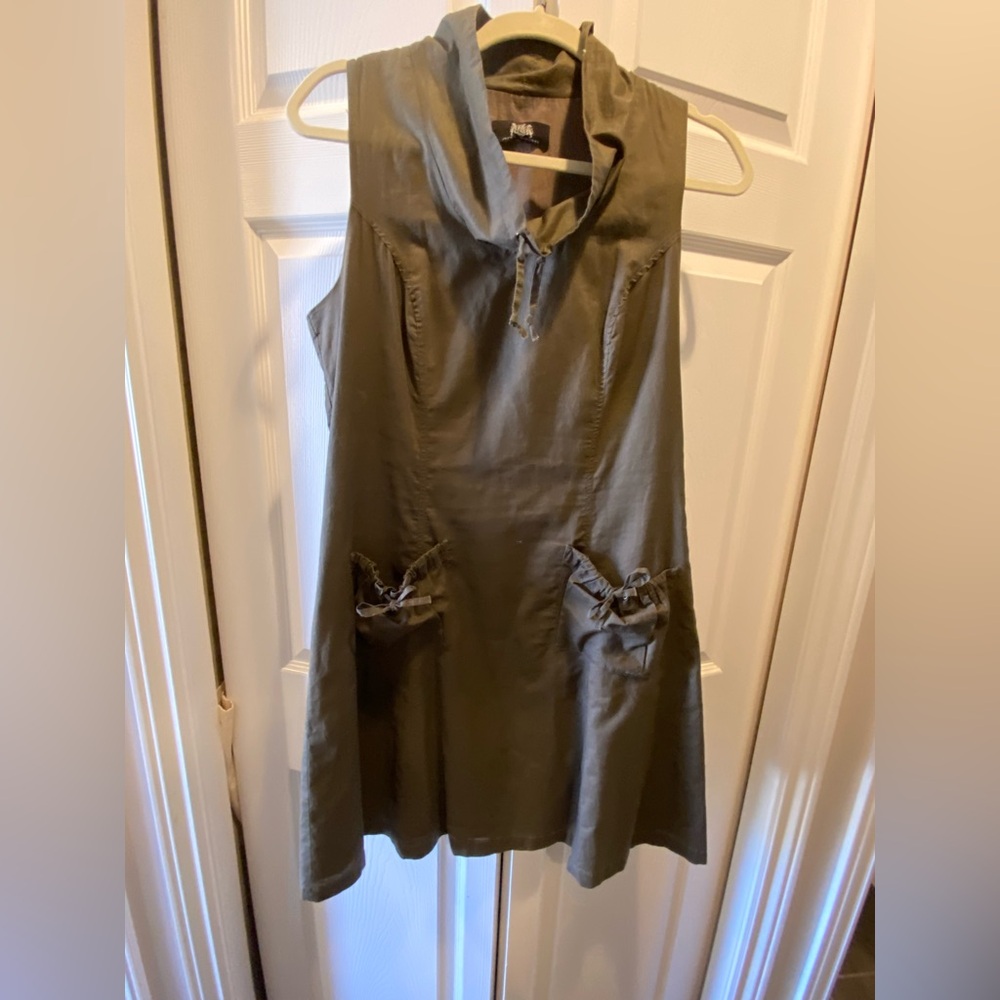 Javier Simorra Olive Green Cotton  Dress